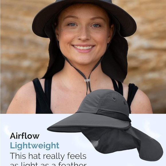 Camptrace Wide Brim UPF 50+ Hiking Fishing Garden Hat with Neck Flap Women Nylon - Picture 2 of 4